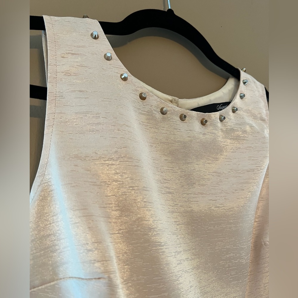 Sugar Lips Gold Satin Studded Peplum Top size
S NWOT